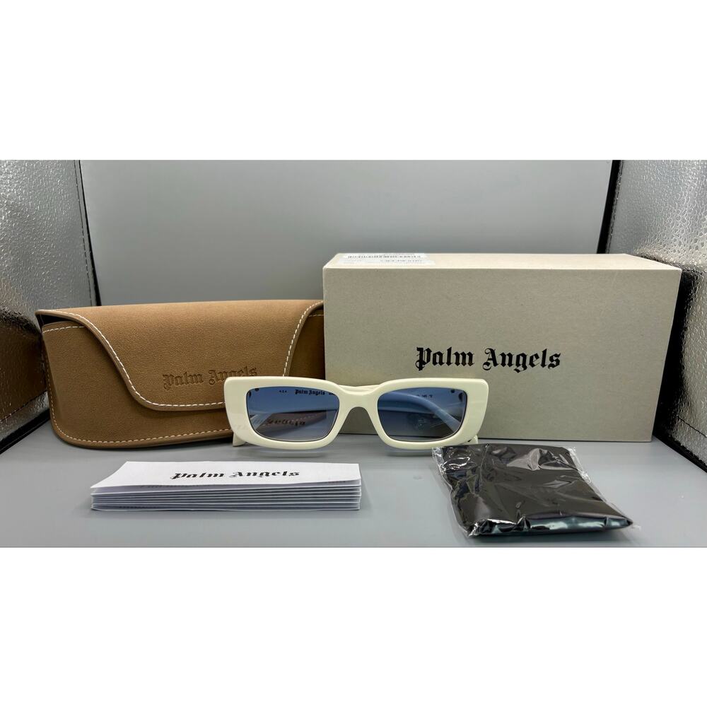 NIB Palm Angels Sunglasses - White Frame, Gradient Blue Lens - Picture 2 of 8